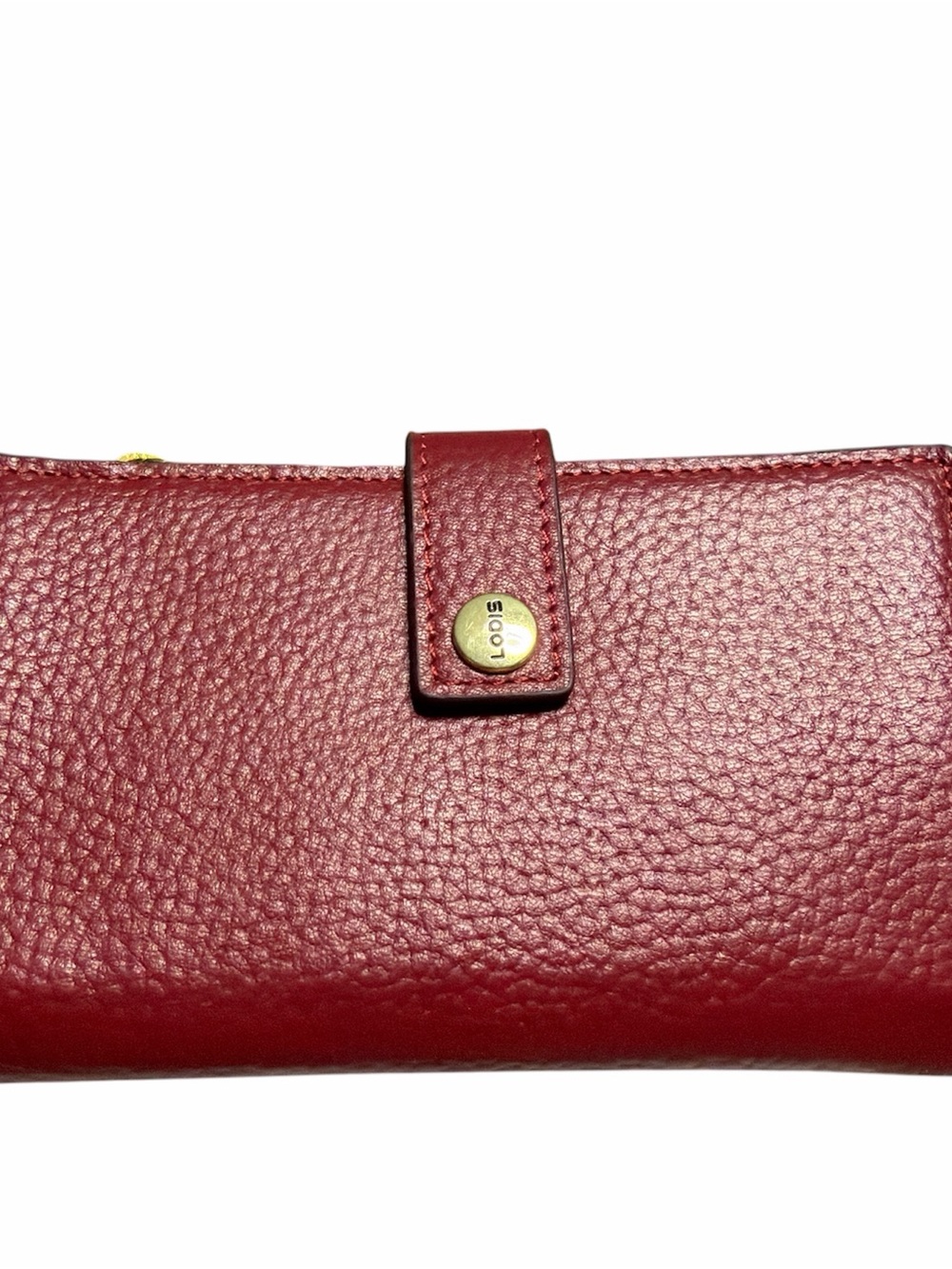 Lodis Burgundy Pebbled Leather Button Wallet